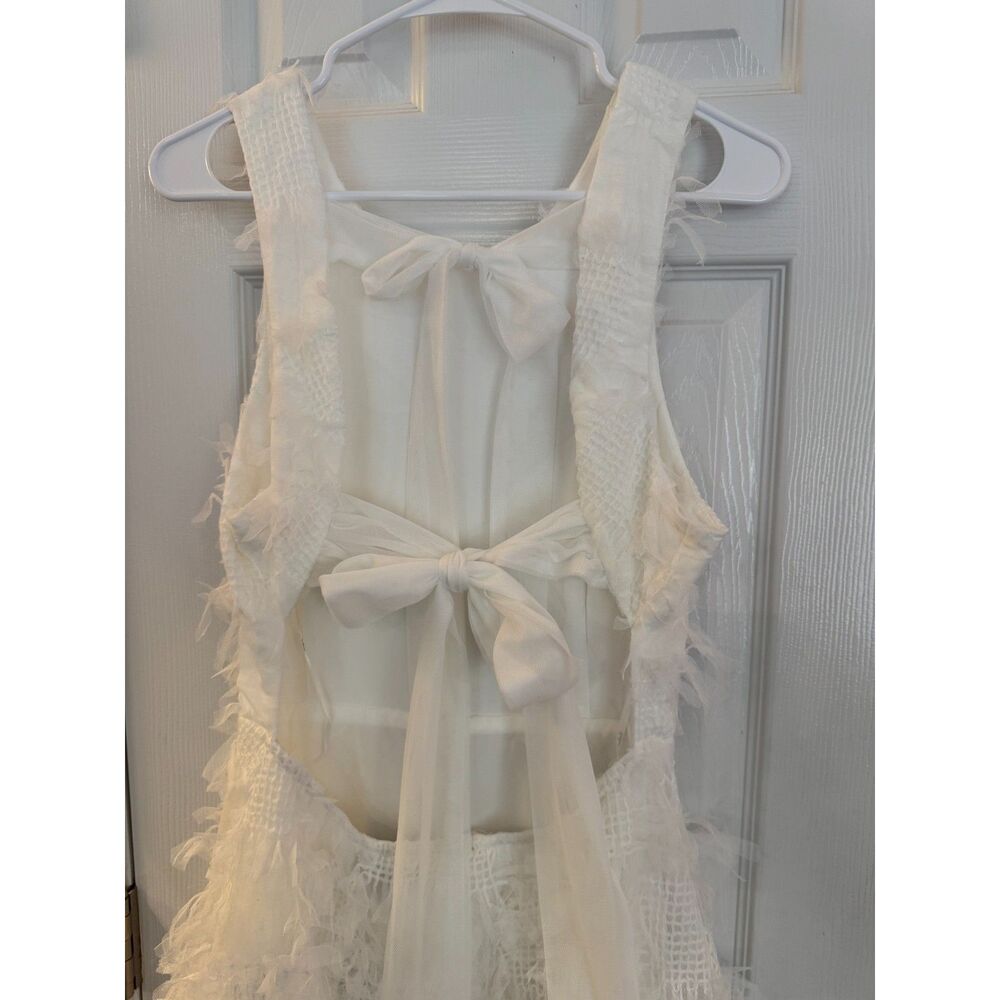 Lulu's White Textured Open Back Midi Dress Sz L NWT - Picture 6 of 11